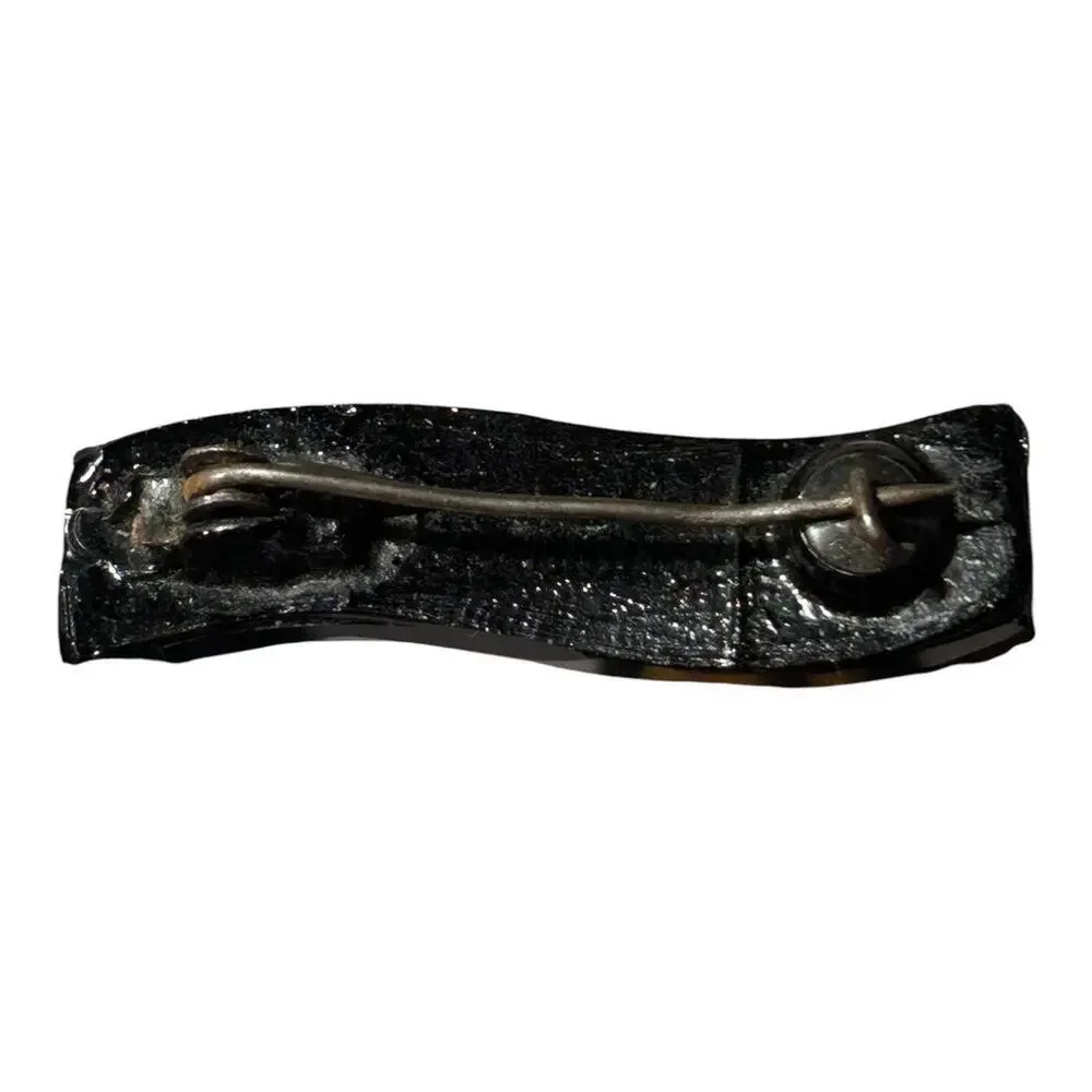 Victorian French Jet Mourning Bar Brooch Textured Bar Pin